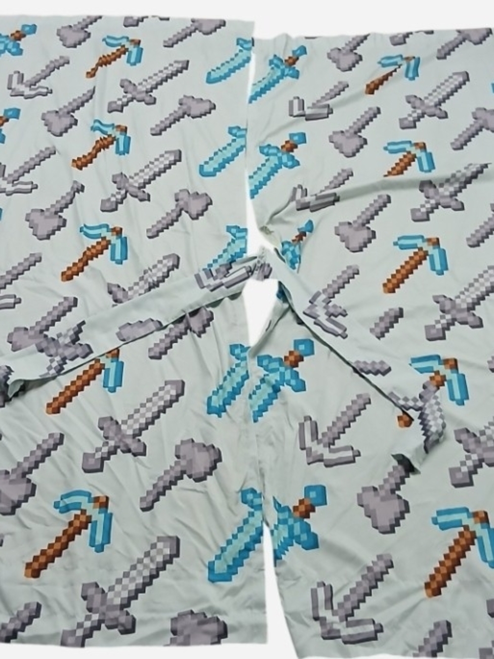 Pixel Sword Pattern Kids Bedding Set - Light Gray & Blue